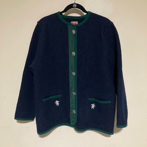 Boiled Wool Jacket Navy Edelweiss Embroidery Large Winkler Tirol Oktoberfest